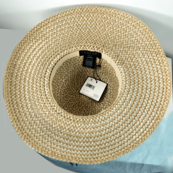 Laundry Two-Tone Straw Beach Sun hat w/ Rounded Brim and Ribbon Band NWT - Picture 6 of 7